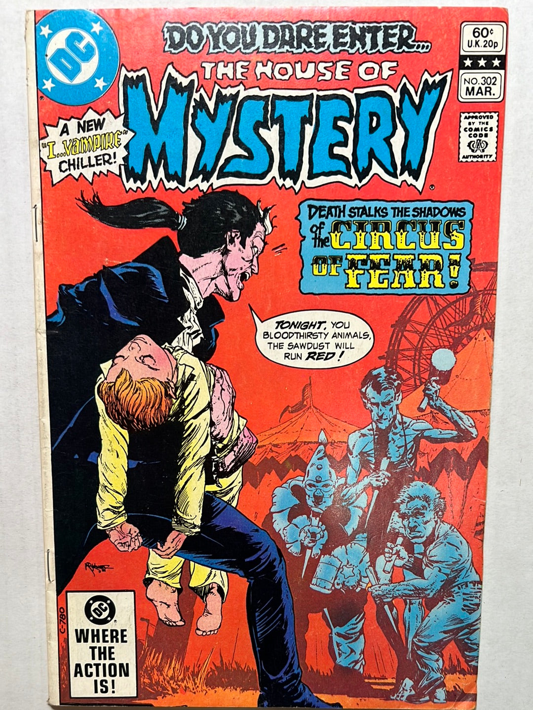The House of Mystery by DC Comics “Death Stalk the Shadows of the Circus of Fear!” No. 302 Comic Books