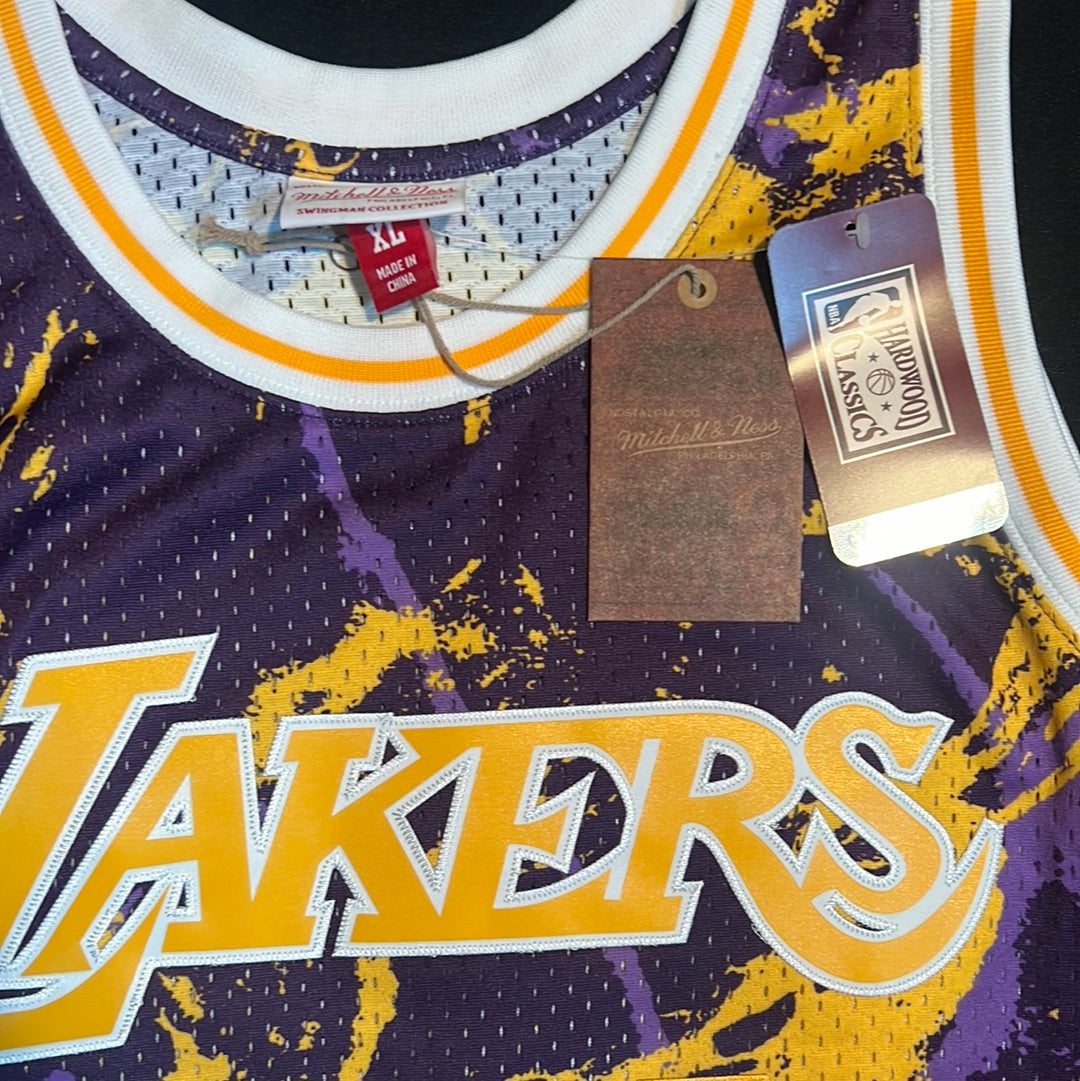 Los Angeles Lakers NBA 1996 #34 Shaquille O’Neal Mitchell & Ness Hardwood Classics Marble Wingman Jersey