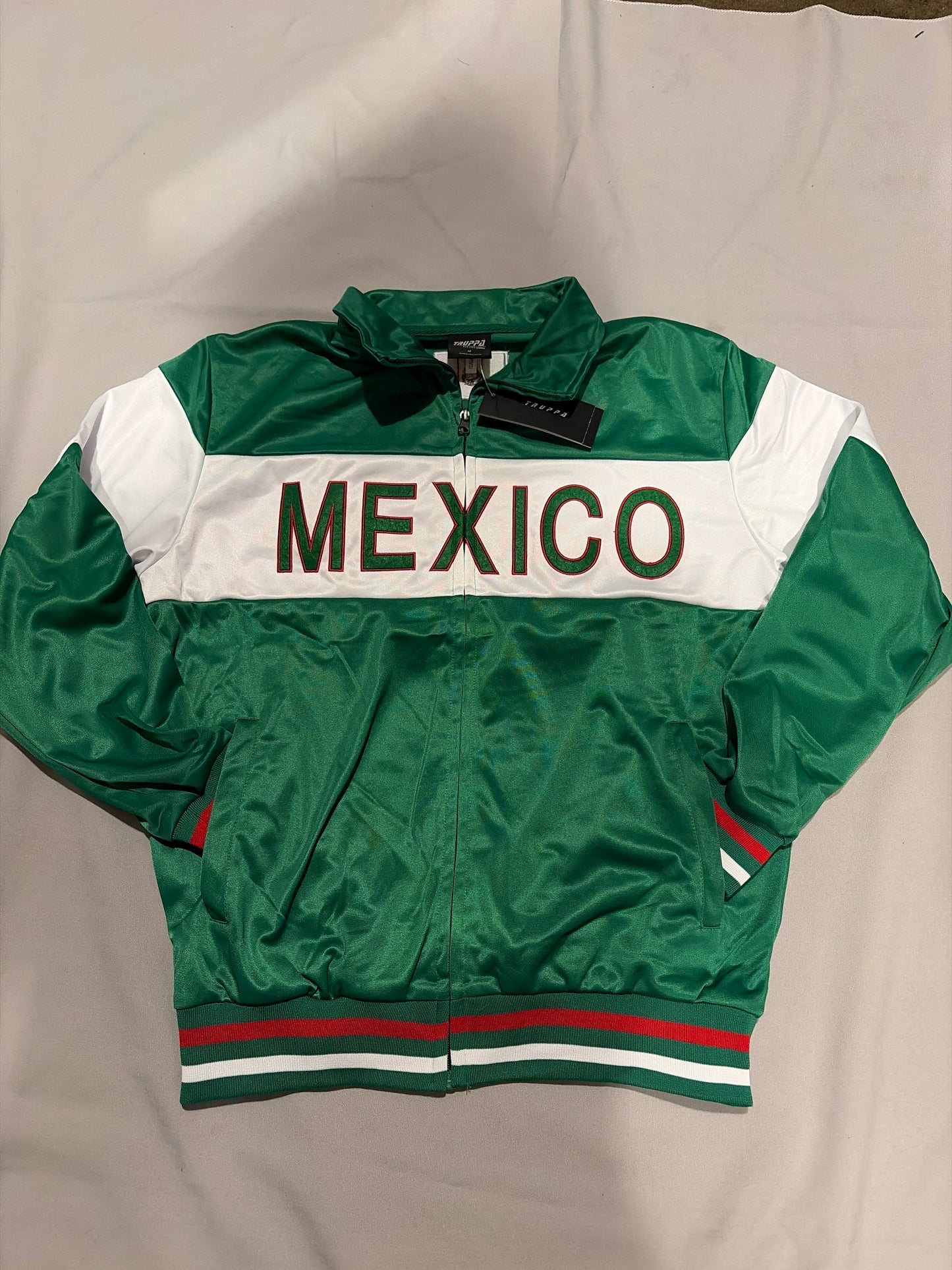 Mexico Truppa Dri-Fit Full Zip-Up Mens Track Jacket Green & White