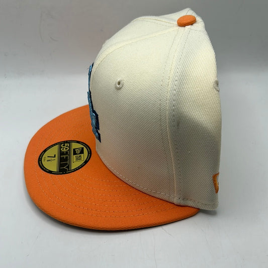 Los Angeles Dodgers MLB New Era 59 Fifty "Los Angeles 50th Anniversary 1958-2008" Patch Off White/Orange Fitted Hats
