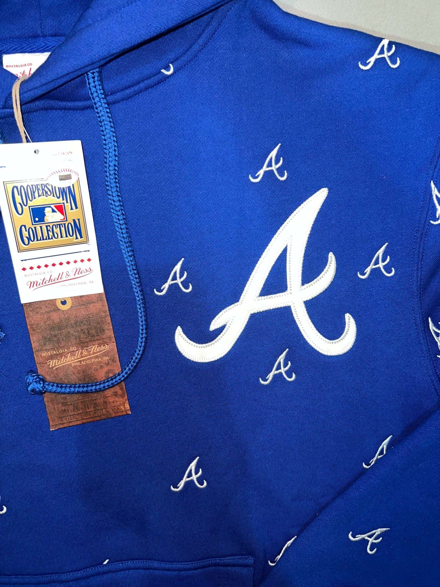 Atlanta Braves MLB Mitchell & Ness a Cooperstown Collection All-Over Fleece Hoodie