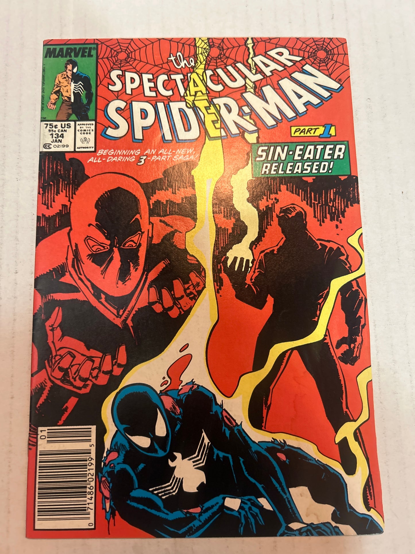 The Spectacular Spider-Man by Marvel Comics Group "Sin Eater Released" Part 1 #134 Jan 1987 Comic Book