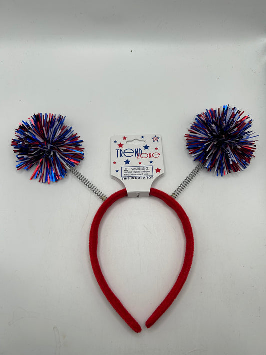 TrendZone USA Flag Colors Pom Pom Headband