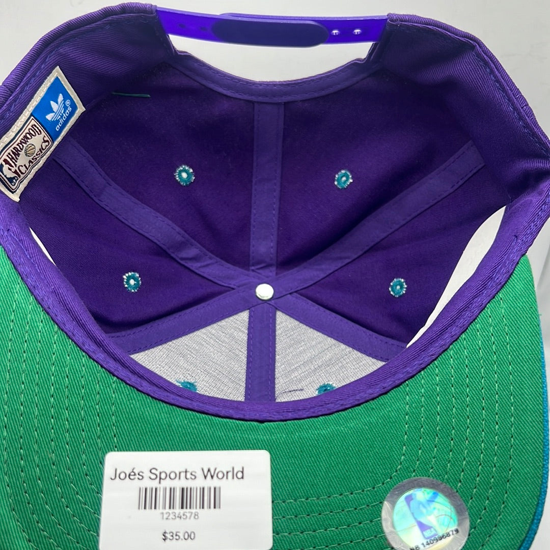 Vintage Charlotte Hornets Adidas Hardwood Classics Purple/Teal SnapBack