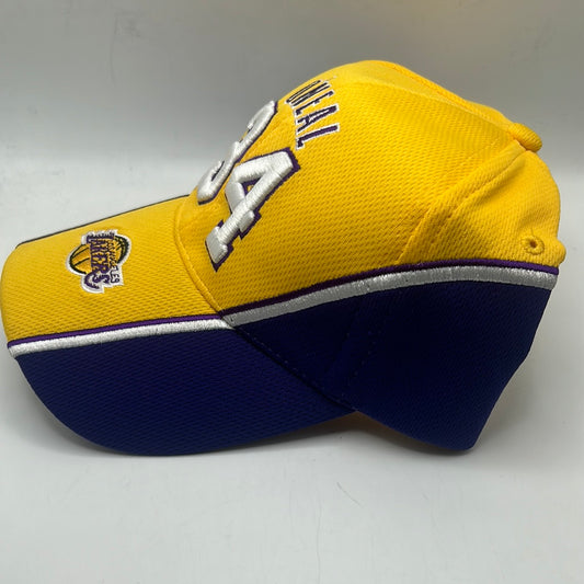 Los Angeles Lakers NBA #34 Shaq O’Neal Vintage Adjustable Hat Unisex Adult Gold and Purple