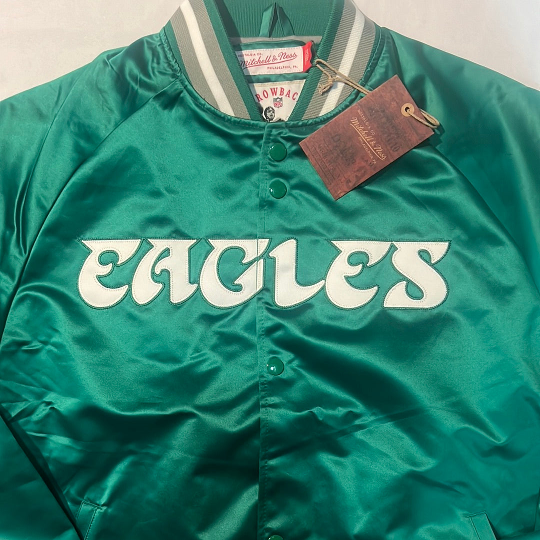 Philadelphia Eagles NFL Mitchell & Ness Nostalgia Co Throwback Satin Men’s Jacket