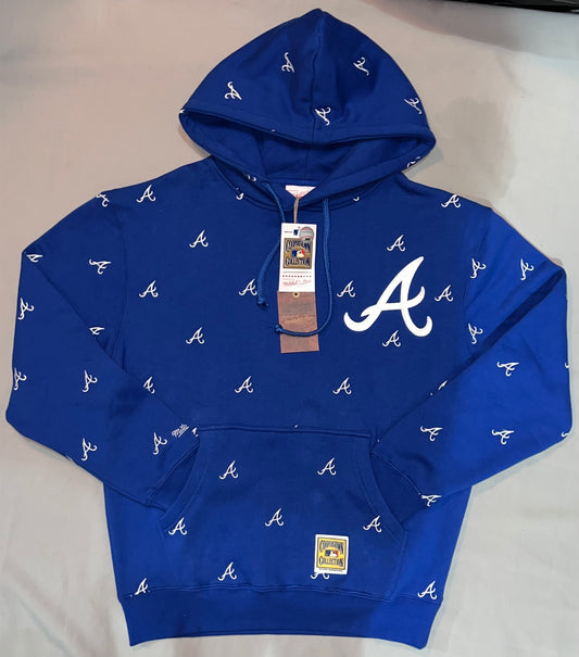 Atlanta Braves MLB Mitchell & Ness a Cooperstown Collection All-Over Fleece Hoodie