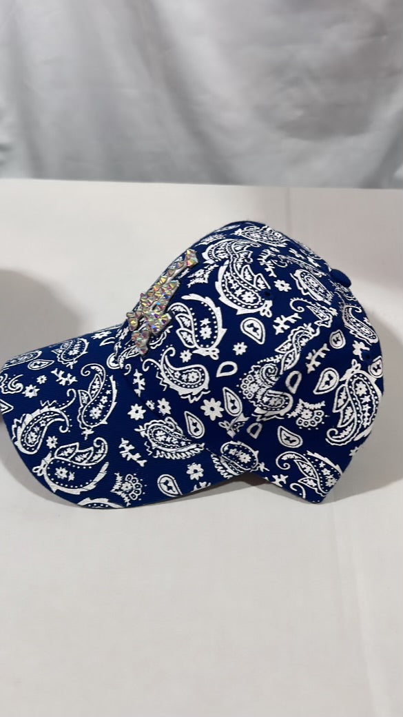 Los Angeles Dodgers MLB Genuine Merchandise Twins Enterprise Bedazzle Royal Blue Bandana Print Adjustable Hat