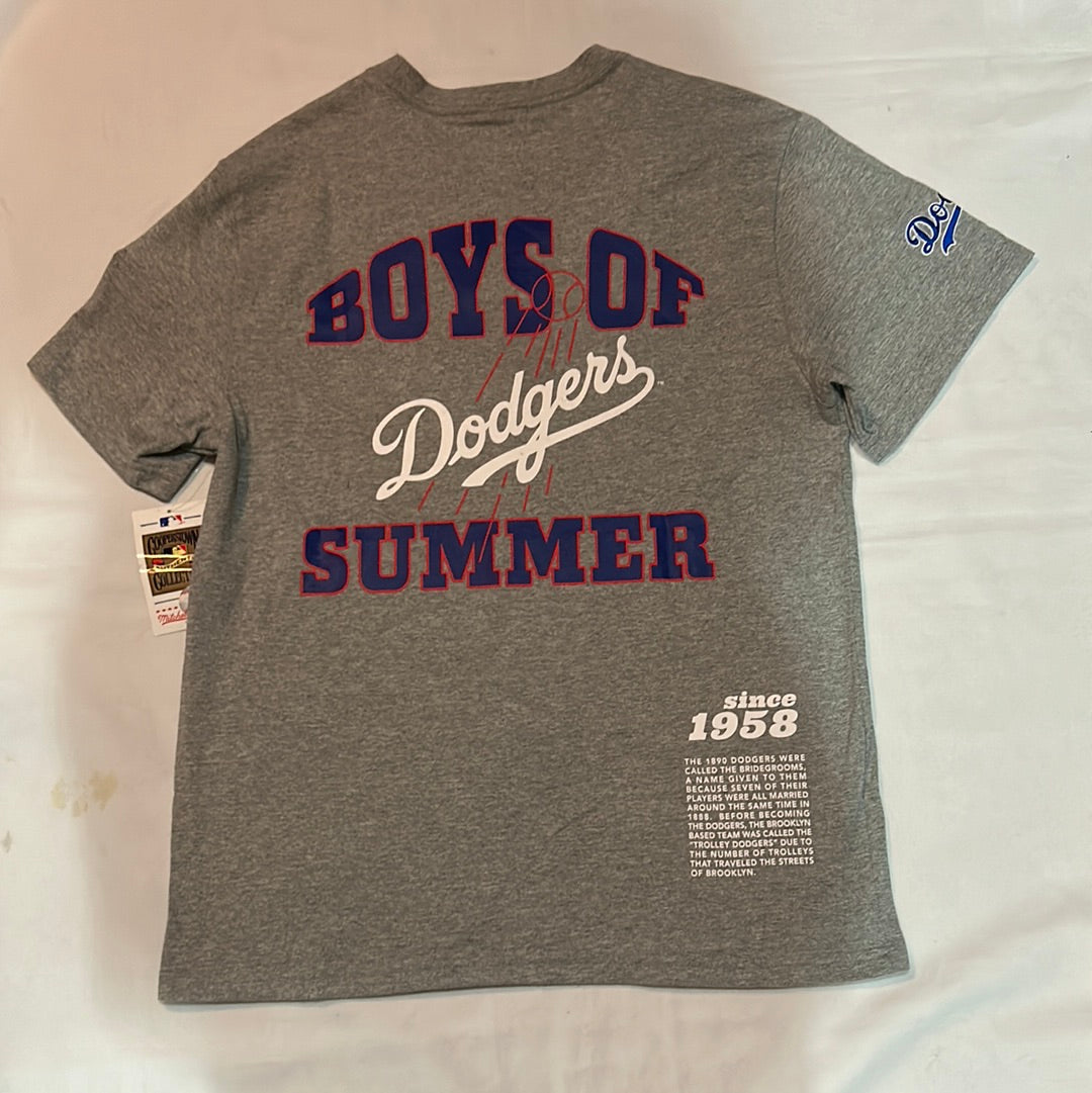 Los Angeles Dodgers MLB Mitchell & Ness Cooperstown Collection World Series Boys of Summer Heather Grey Men’s T-Shirt