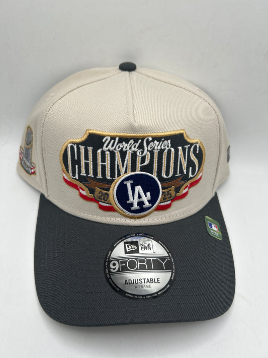 Los Angeles Dodgers MLB New Era 9Forty 2025 World Series Champions Adjustable A-Frame Hat