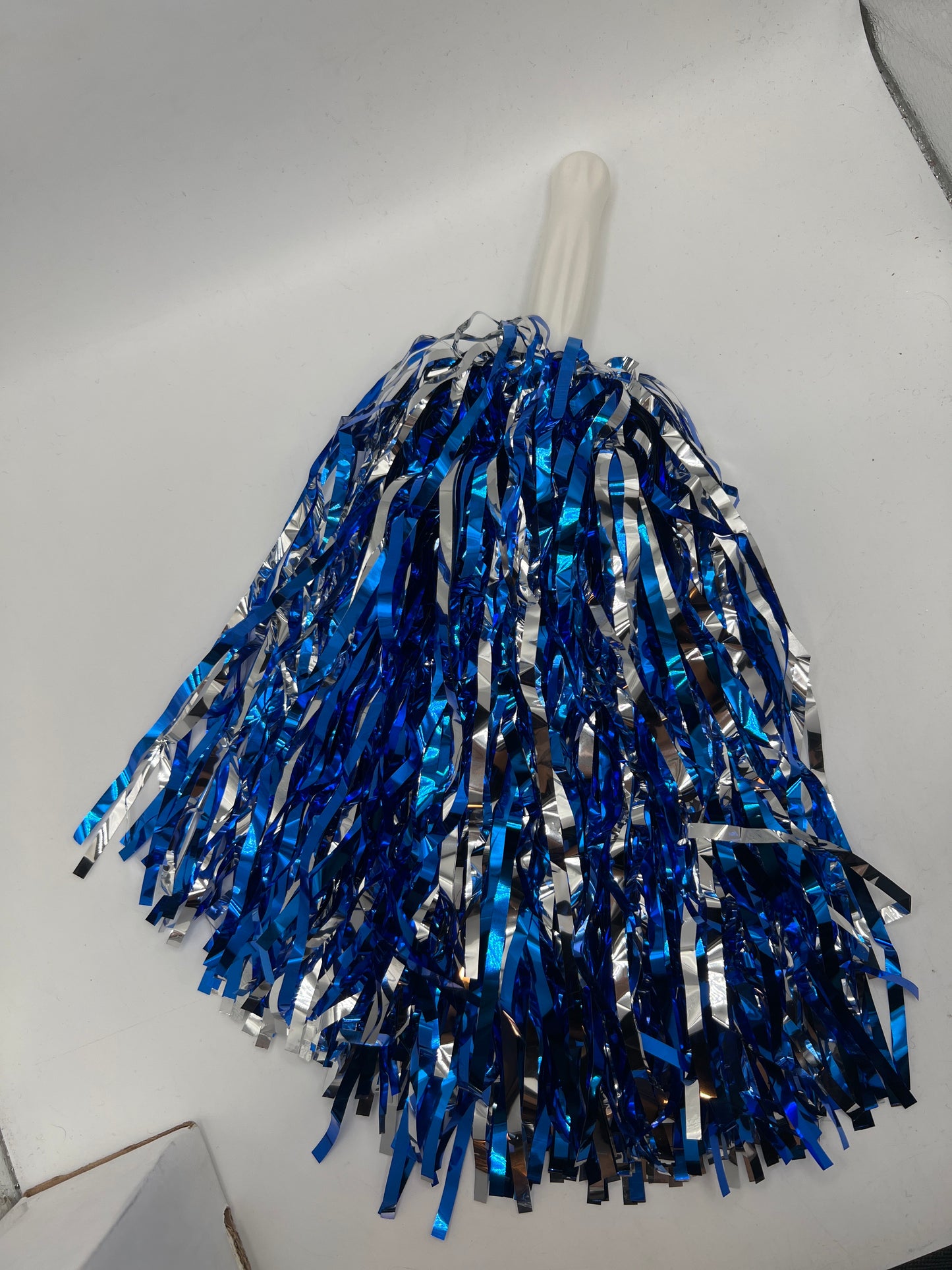 Royal Blue and Silver University PAIR of Pom Poms