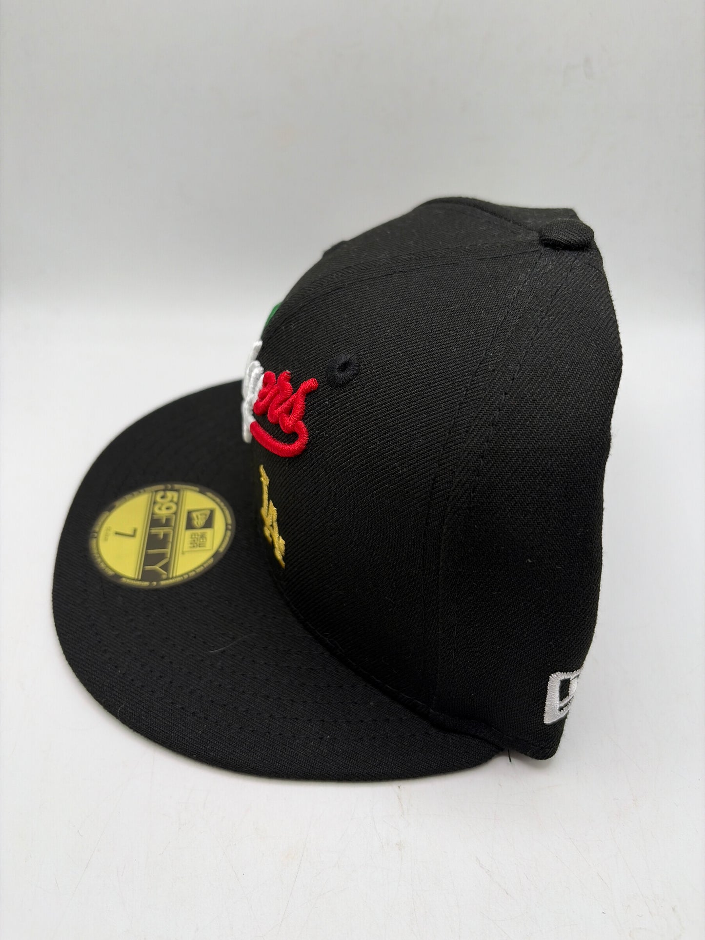Los Angeles Dodgers MLB Mexican Flag-Colored Script Wordmark and Side Patch 59Fifty New Era Fitted Hat