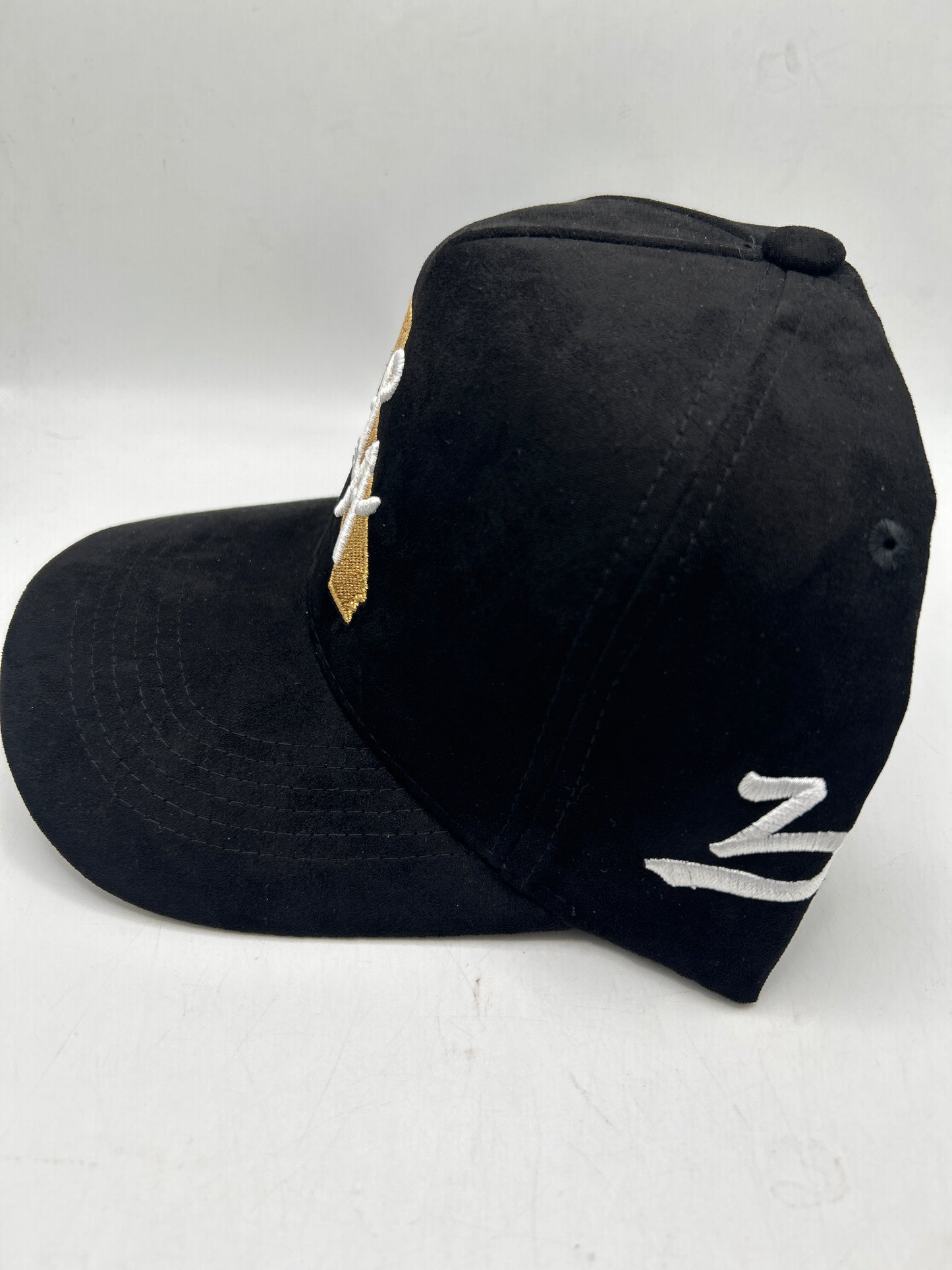Los Angeles LA California State JSW Private Label Black/Gold Suede A-Frame SnapBack Hat