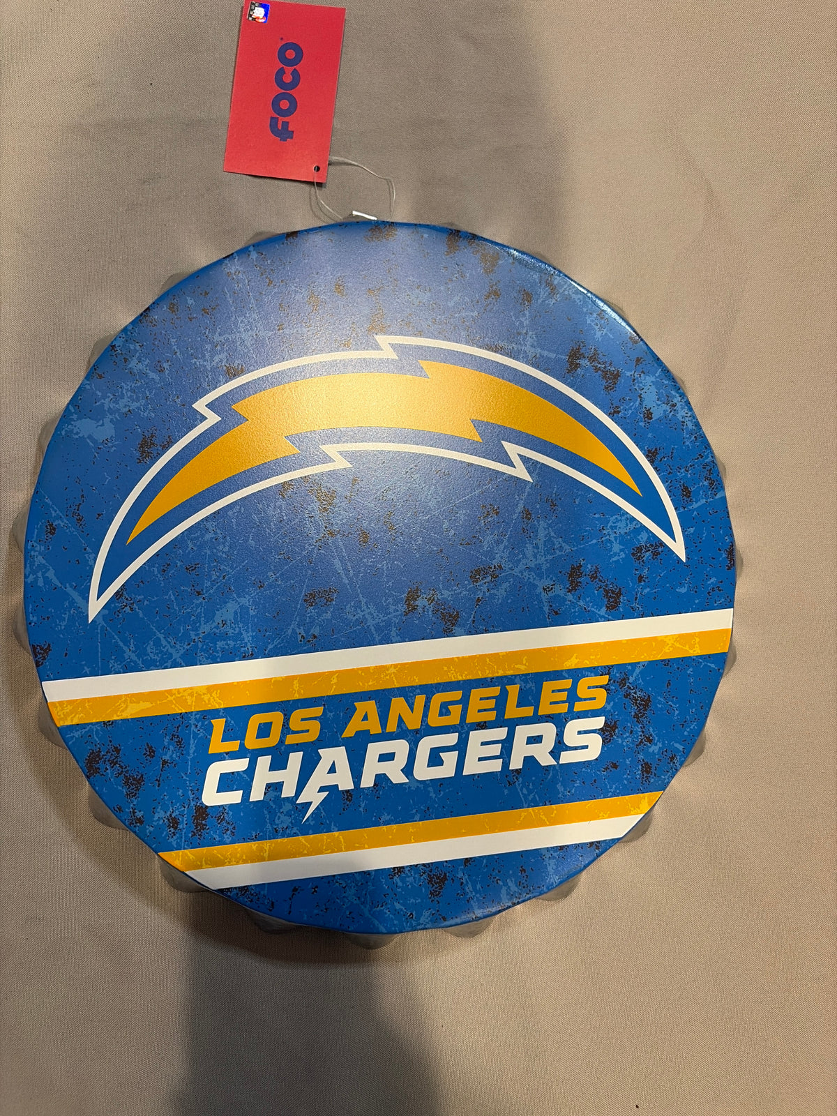Los Angeles Chargers FOCO NFL Bottle Cap Sign Metal 13 1/2 - 1 1/2