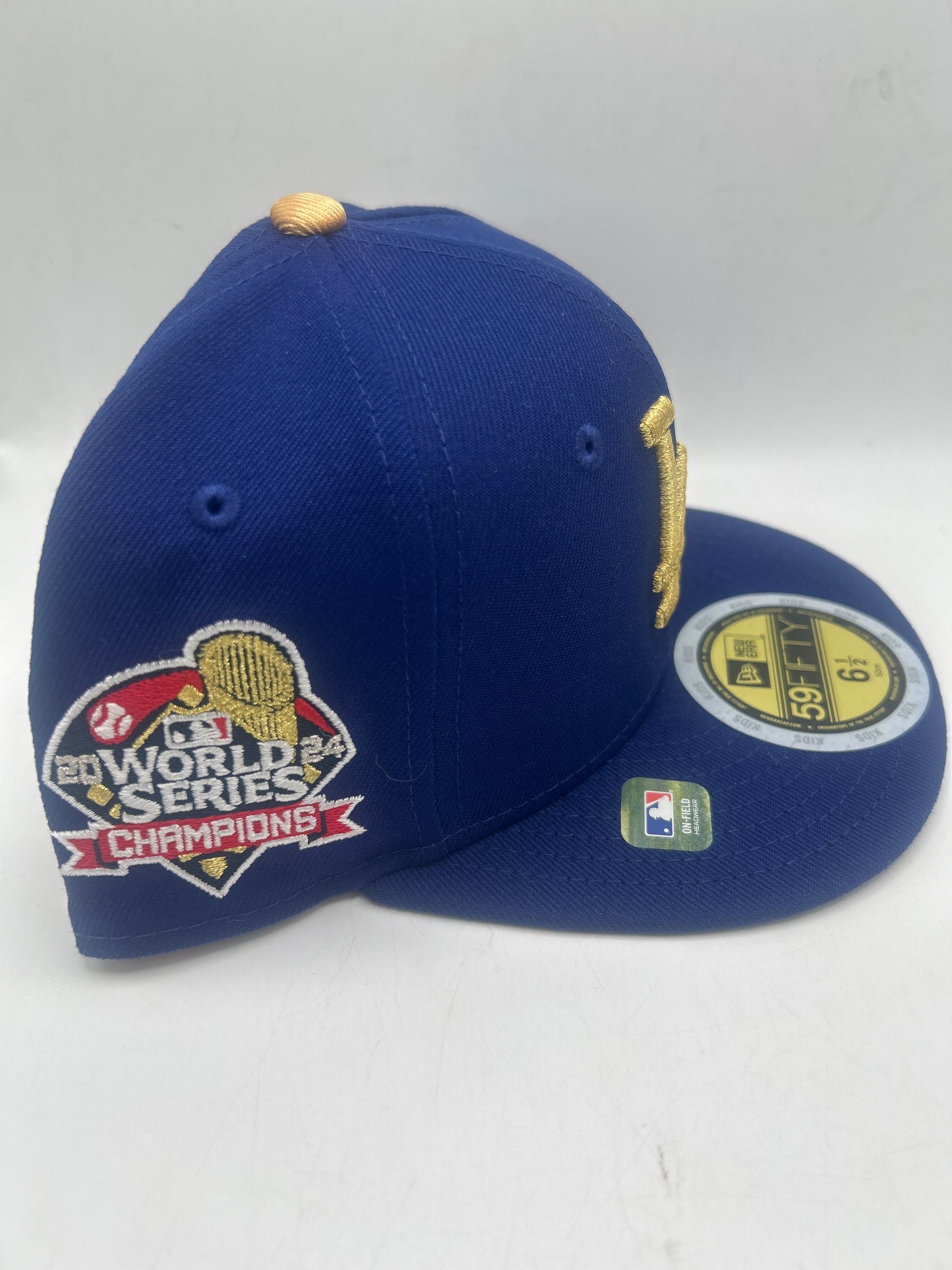 Los Angeles Dodgers World Series 2024 Champions 59Fifty Fitted Gold Edition Kids Hat