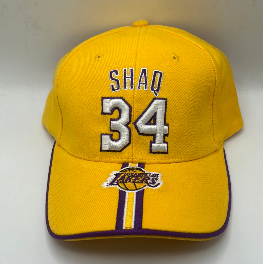 Vintage Los Angeles Lakers NBA #34 Shaq O'Neal Gold Adult Unisex Adjustable Hat