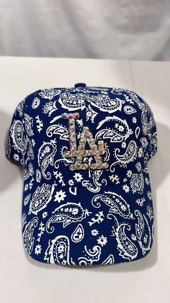 Los Angeles Dodgers MLB Genuine Merchandise Twins Enterprise Bedazzle Royal Blue Bandana Print Adjustable Hat