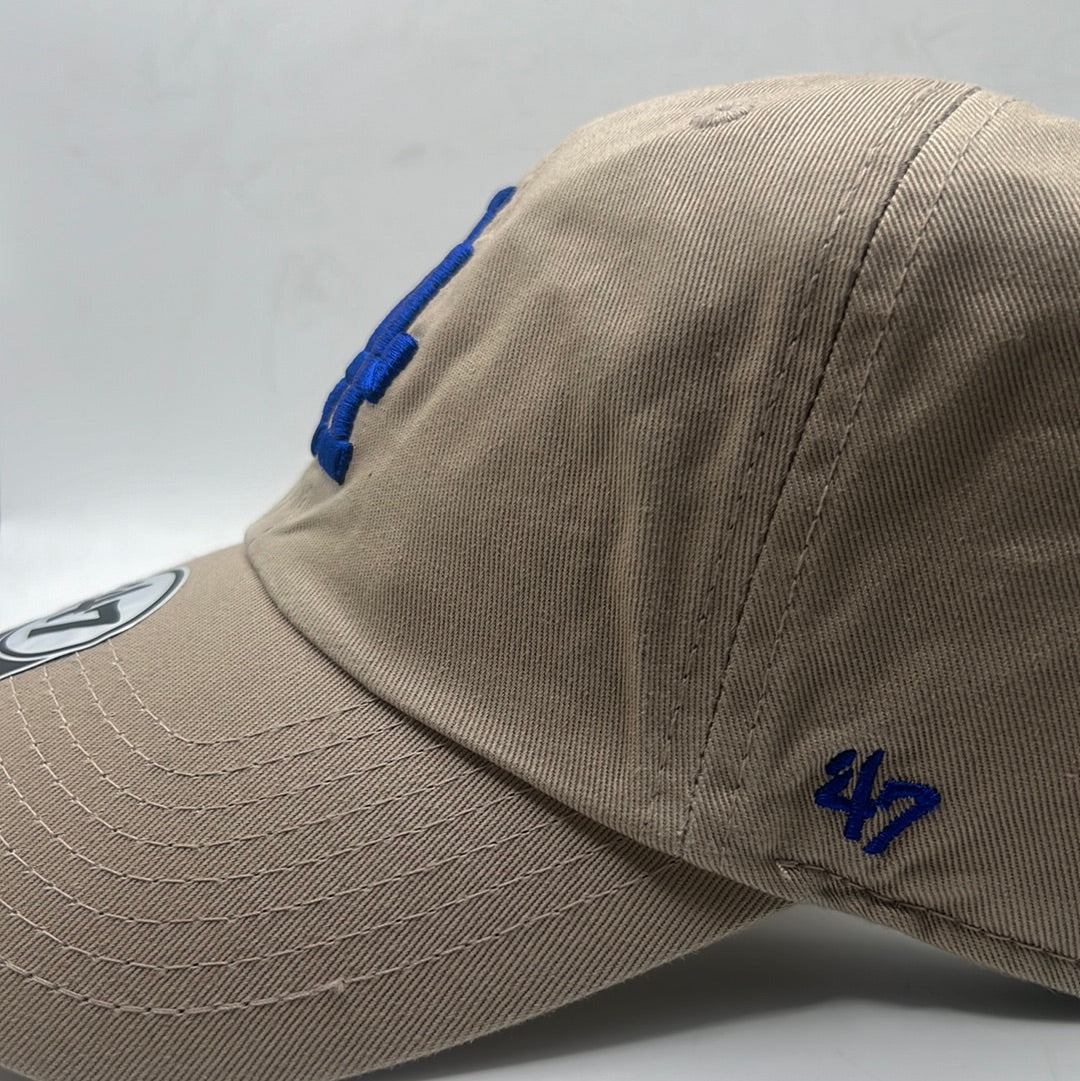 Los Angeles Dodgers MLB 47Clean Up Genuine Merchandise Khaki/Royal Blue Adjustable Hat