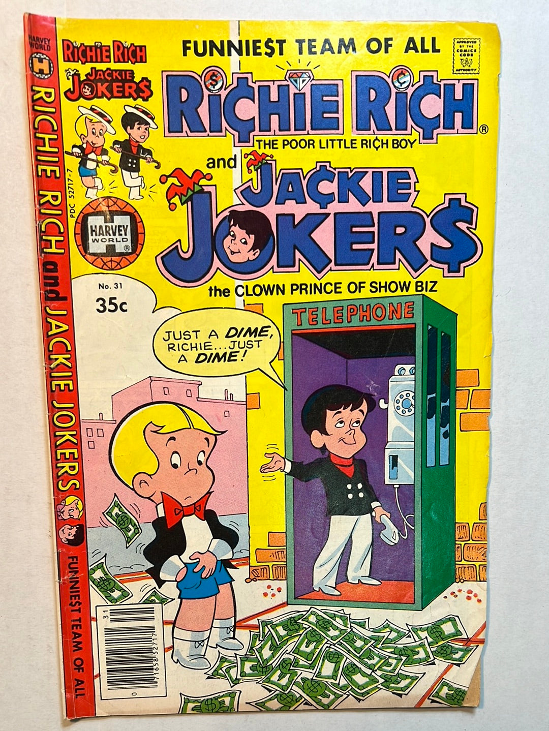 Richie Rich “Jackie Jokers” no. 31 Harvey World Comic Book