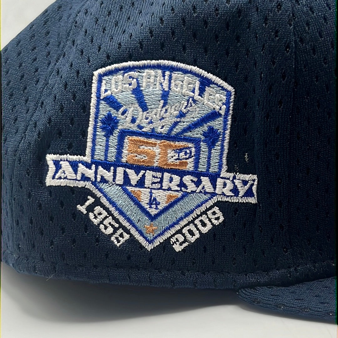 Los Angeles Dodgers MLB New Era 59Fifty Genuine Merchandise Anniversary 1958-2008 Patch Fitted Hat