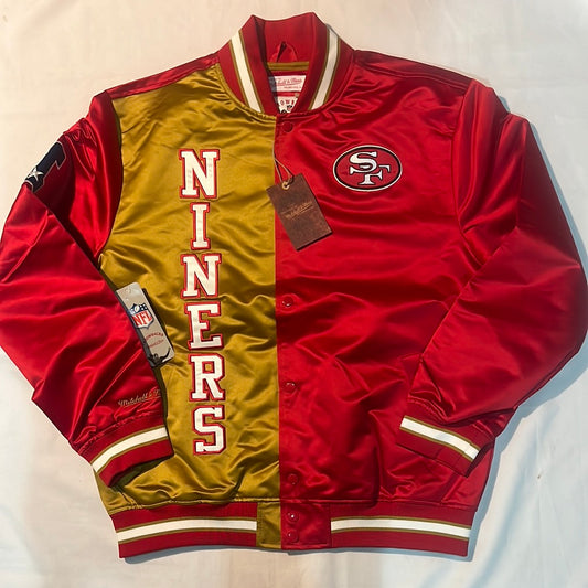 San Francisco 49ers NFL Mitchell & Ness Nostalgia Co Throwback Mens Satin Jacket