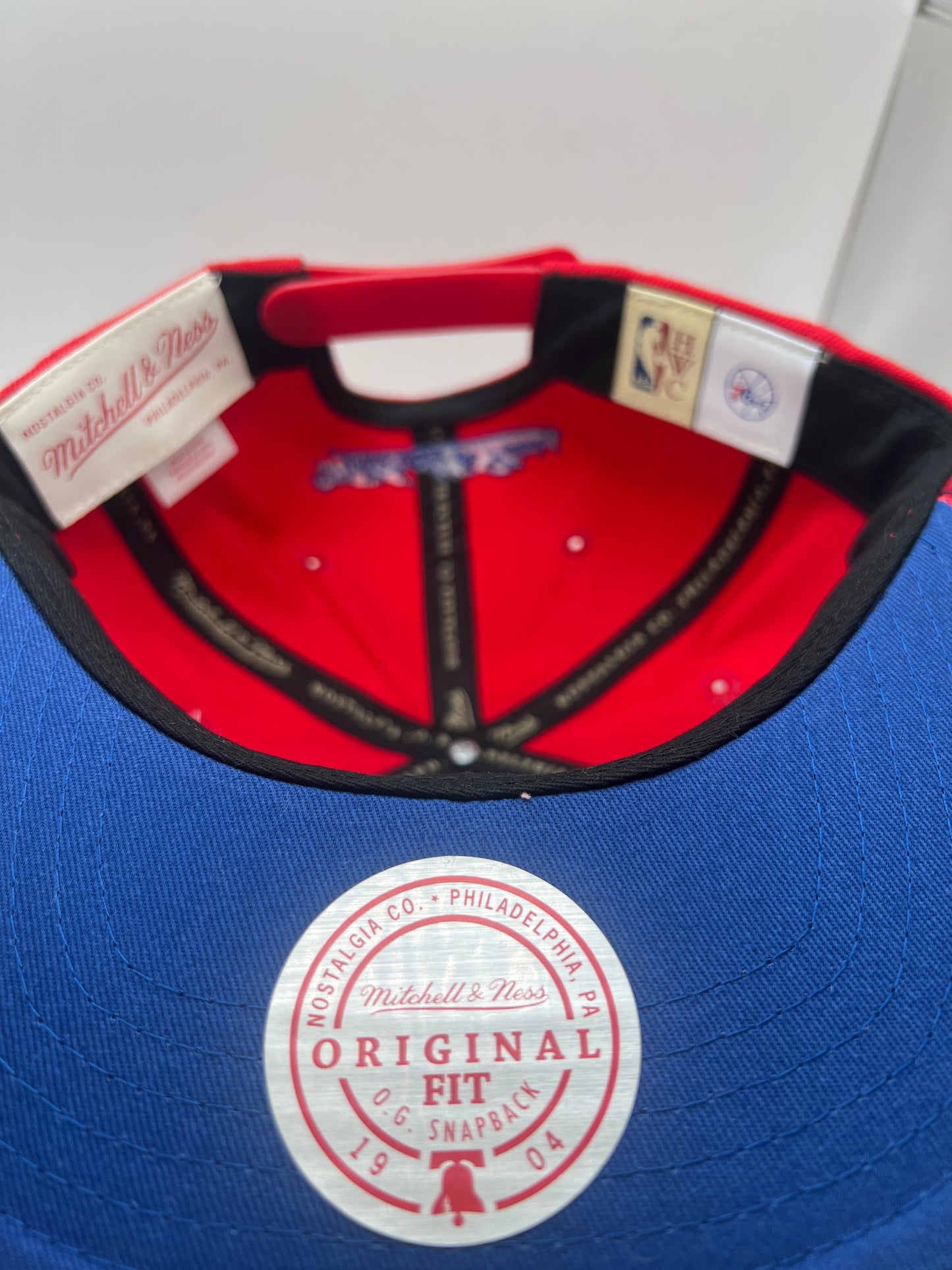 Philadelphia 76ers Sixers PHI NBA Mitchell & Ness Original Fit Snapback Red/Royal Blue