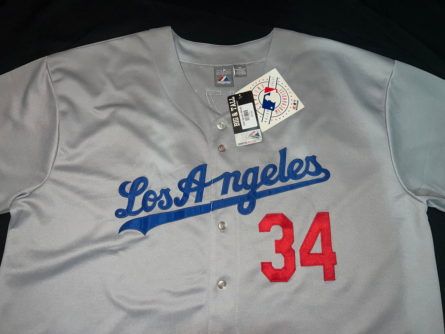 Los Angeles Dodgers MLB Majestic Genuine Merchandise #34 Valenzuela Big & Tall Grey Men Jersey