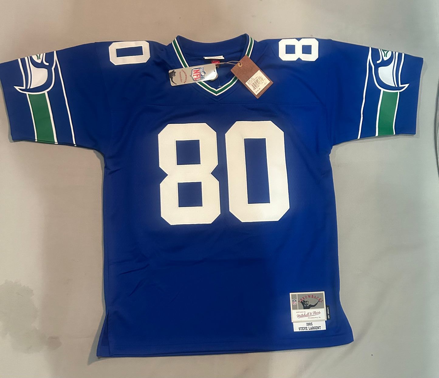 Seattle Seahawks NFL Mitchell & Ness #80 Steve Largent 1985 Men Throwback Jersey