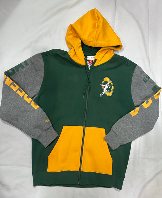 Green Bay Packers NFL Mitchell & Ness Throwbacks Full Zip Men Fleece