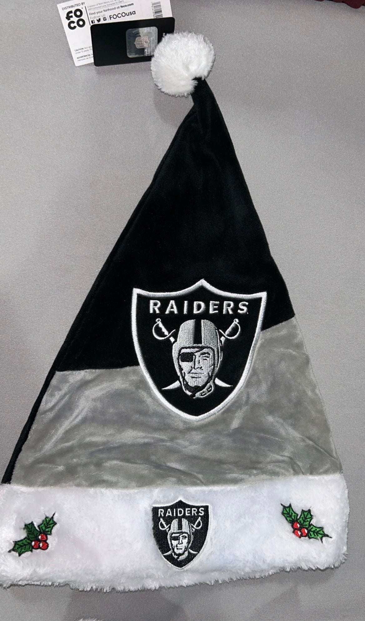 Las Vegas Raiders NFL Santa Hat