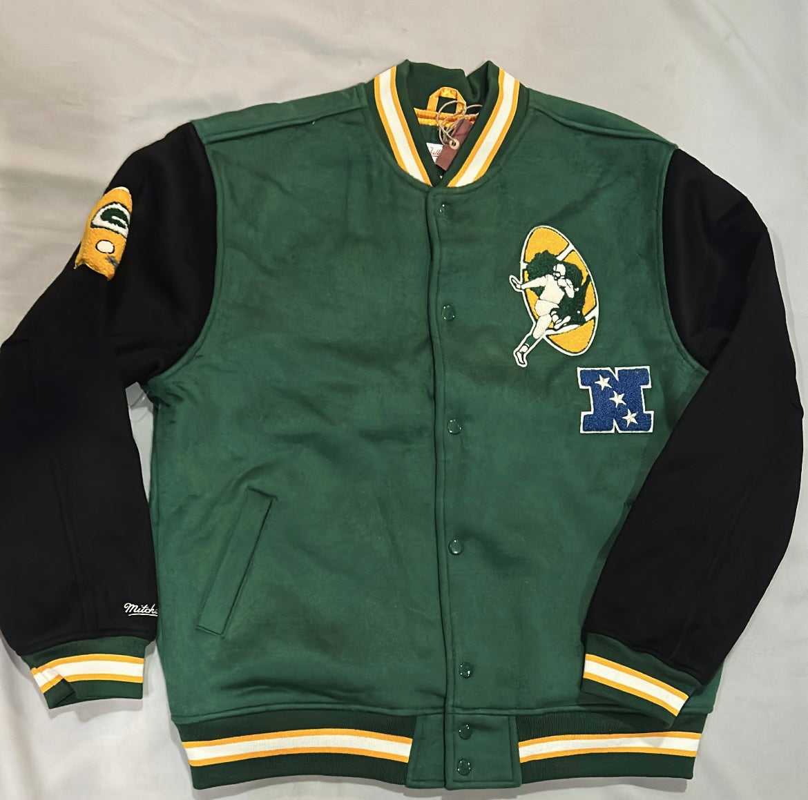 Green Bay Packers NFL Mitchell & Ness Throwback Legacy Varsity Jacket