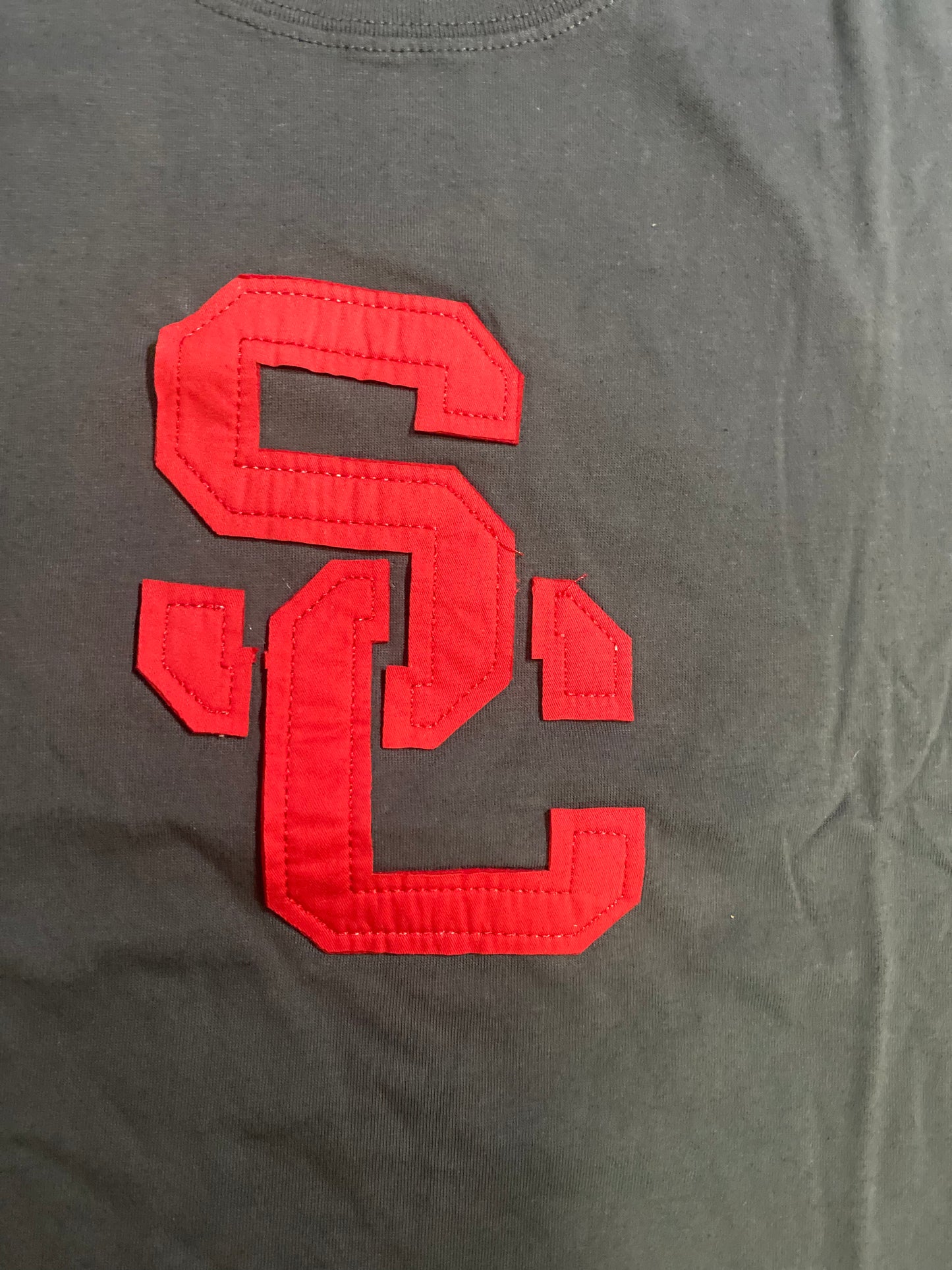 USC Trojans Mens Crewneck T-Shirt Charcoal and Red SC Logo