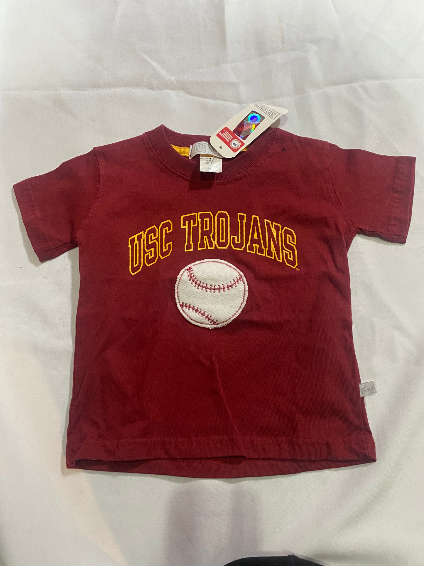 USC Trojans Kids Crewneck Baseball T-Shirt Cardinal