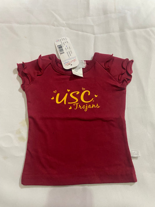 USC Trojans Crewneck with Ruffle Sleeves Cardinal Girls T-Shirt