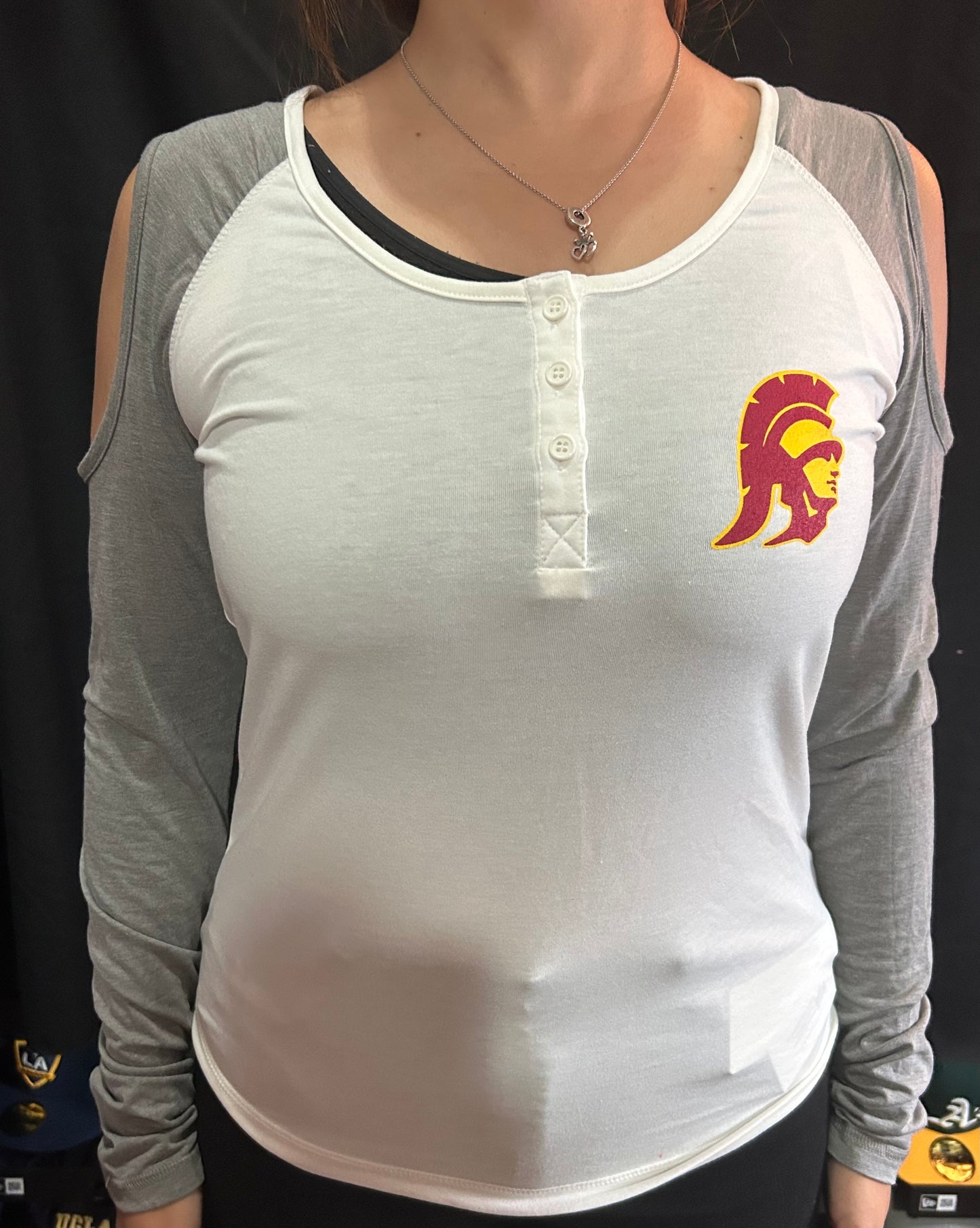 USC Trojans University Outfitters Women’s Long Sleeve Open Shoulder Shirt