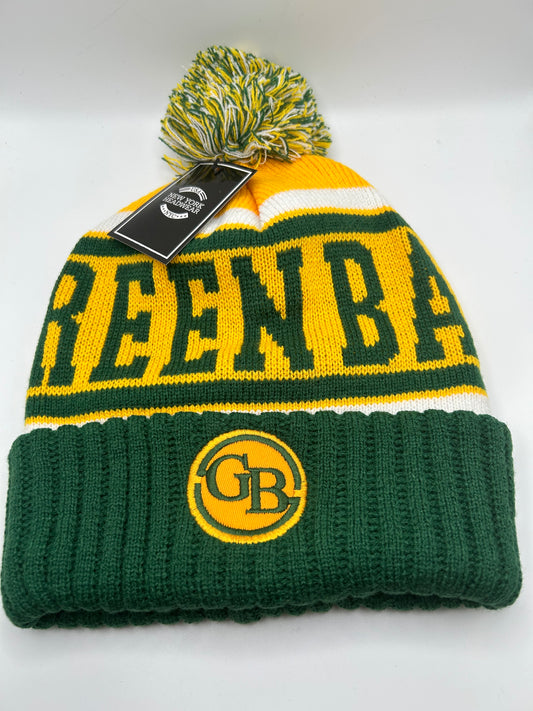 Green Bay Headwear Cuffed Knit Beanie with Pom - Green/Yellow