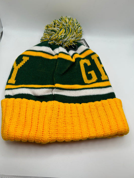 Green Bay Headwear Cuffed Knit Beanie with Pom - Yellow/Green