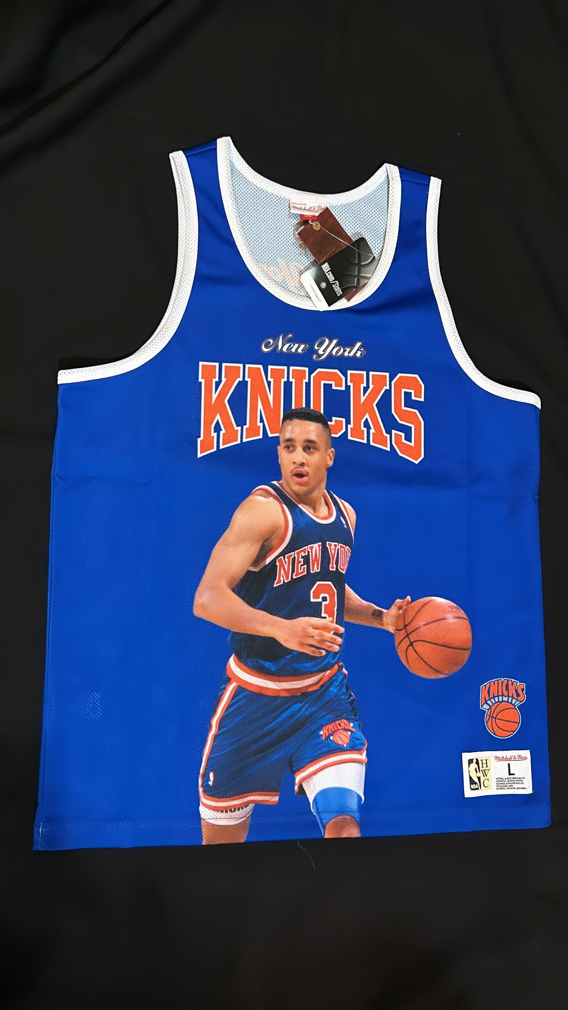 New York Knicks NBA #3 John Starks Mitchell & Ness Hardwood Classics Sublimated Player Men Jersey