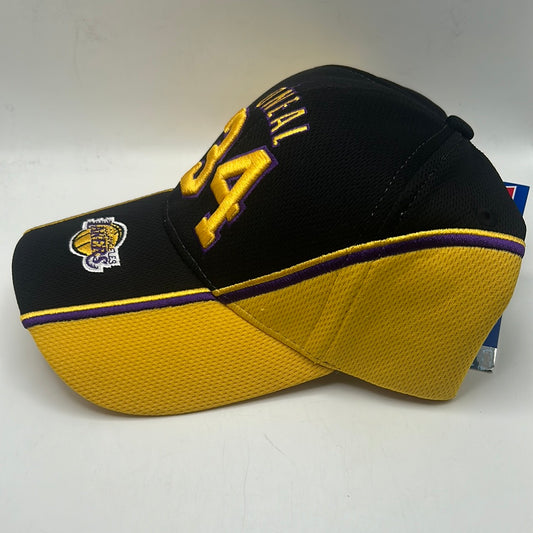 Los Angeles Lakers NBA #34 Shaq O’Neal Vintage Adjustable Hat Unisex Adult Black and Gold