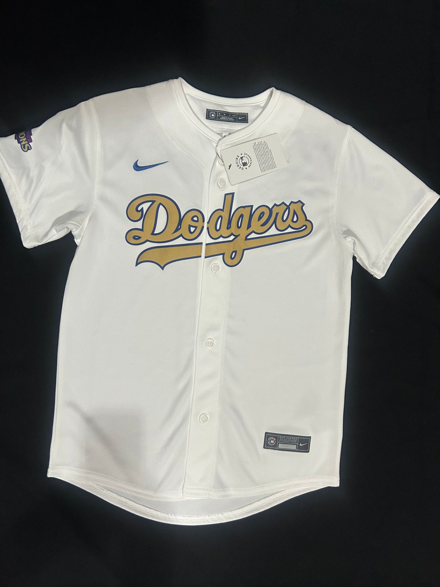 Los Angeles Dodgers Nike MLB WORLD SERIES CHAMPIONS 2024 Genuine Merchandise Authentic Replica White YOUTH Jersey