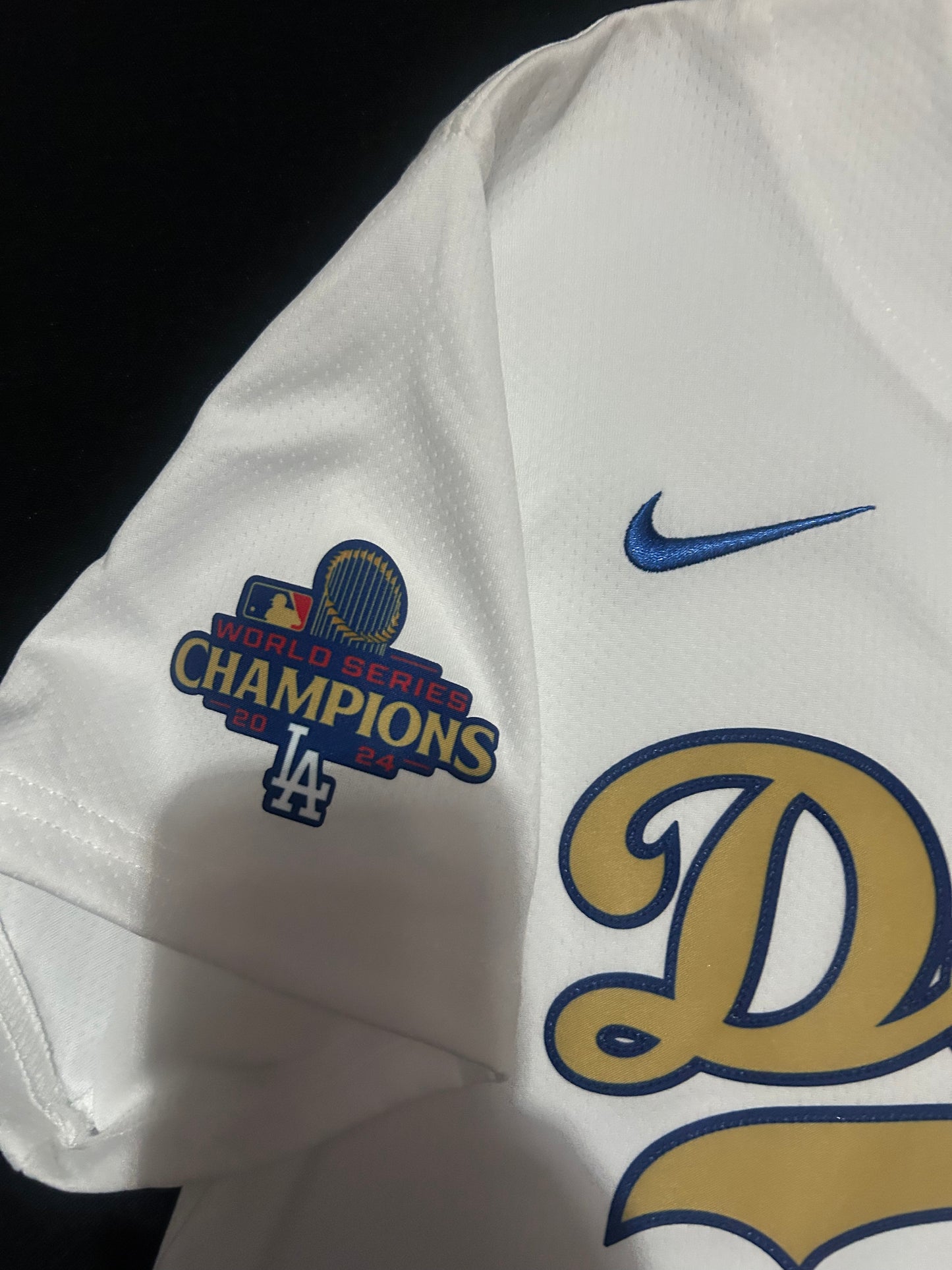 Los Angeles Dodgers Nike MLB WORLD SERIES CHAMPIONS 2024 Genuine Merchandise Authentic Replica White YOUTH Jersey
