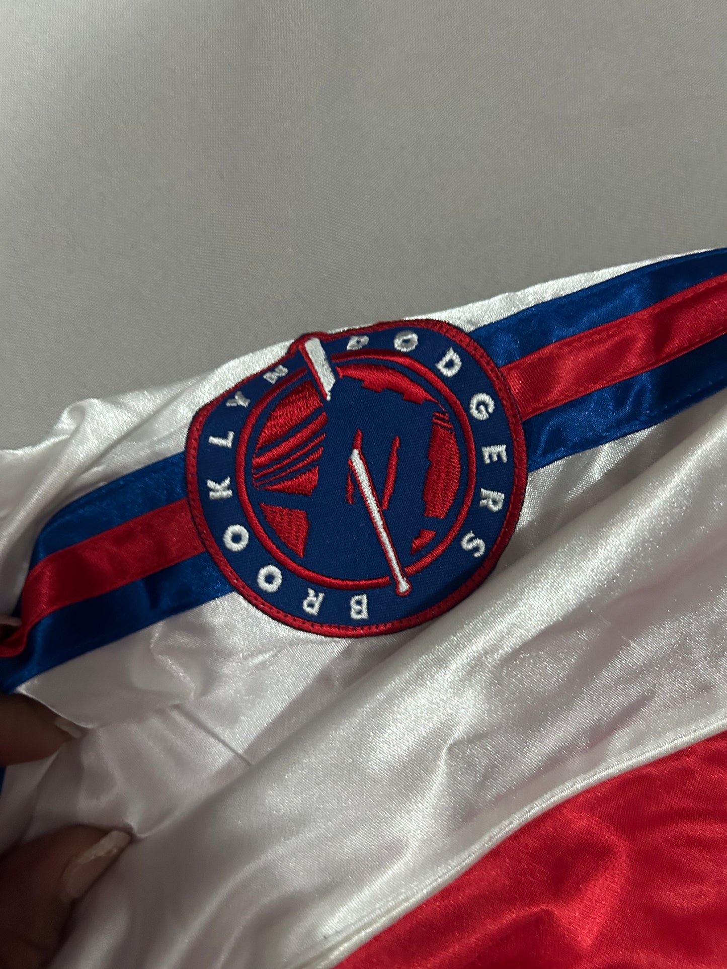 Brooklyn Dodgers MLB Cooperstown Collection Vintage Satin Bomber Full Zip-Up Reversible Women Jacket