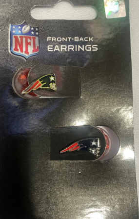 New England Patriots NFL Collectible Front-Back Earrings Hypo-Allergenic