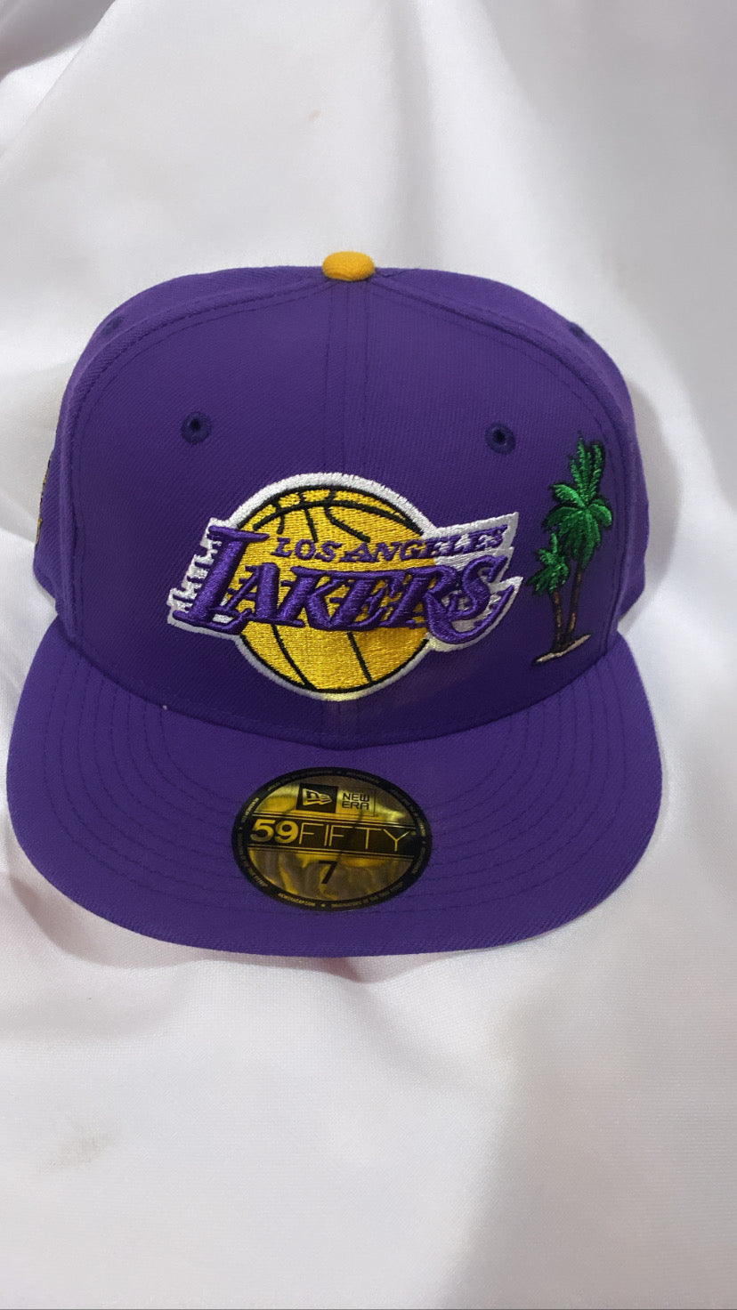 Los Angeles Lakers NBA 59Fifty New Era Palm Trees Pink Visor Mens Fitted Hat