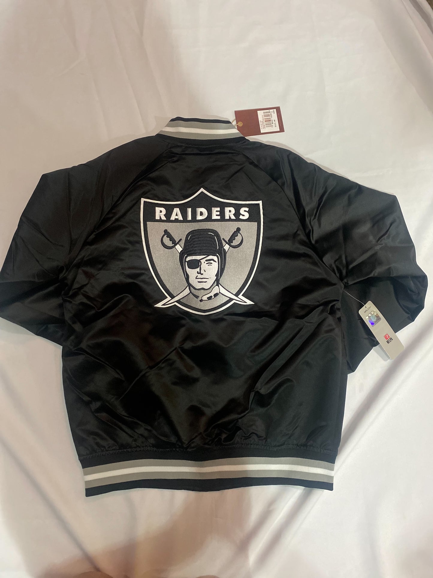 Las Vegas Raiders NFL Mitchell & Ness Lightweight Satin Men’s Jacket With Team Logo on the Back