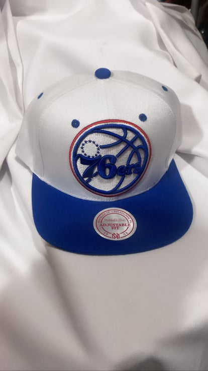 Philadelphia 76ers Sixers PHI NBA Mitchell & Ness Original Fit Snapback White/ Royal Blue