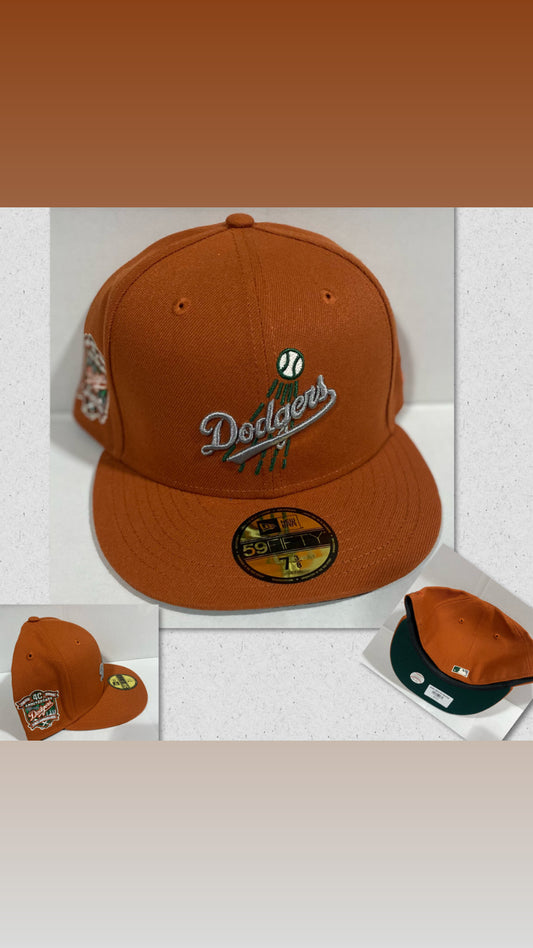 Los Angeles Dodgers MLB 59Fifty New Era “1958-1998 Los Angeles 40th Anniversary” Patch Fitted Hat Burnt Orange