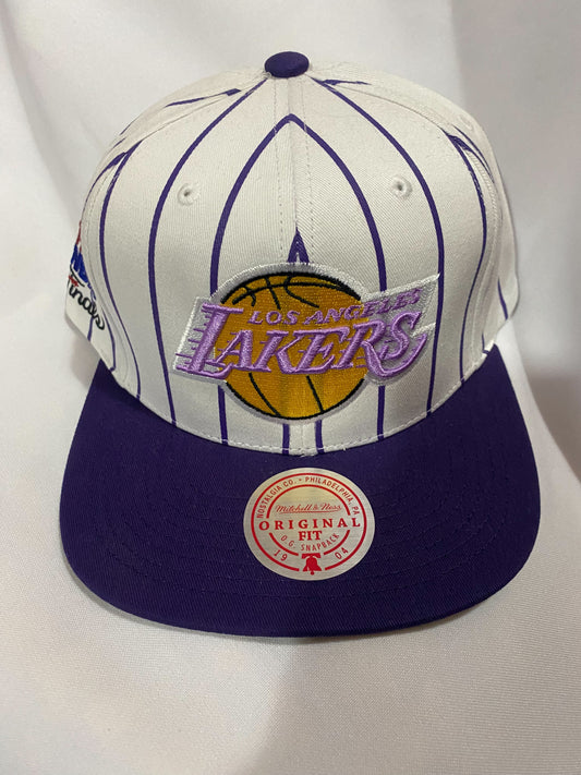 Los Angeles Lakers NBA Mitchell & Ness Retro Pinstripe Mens Snapback Hat