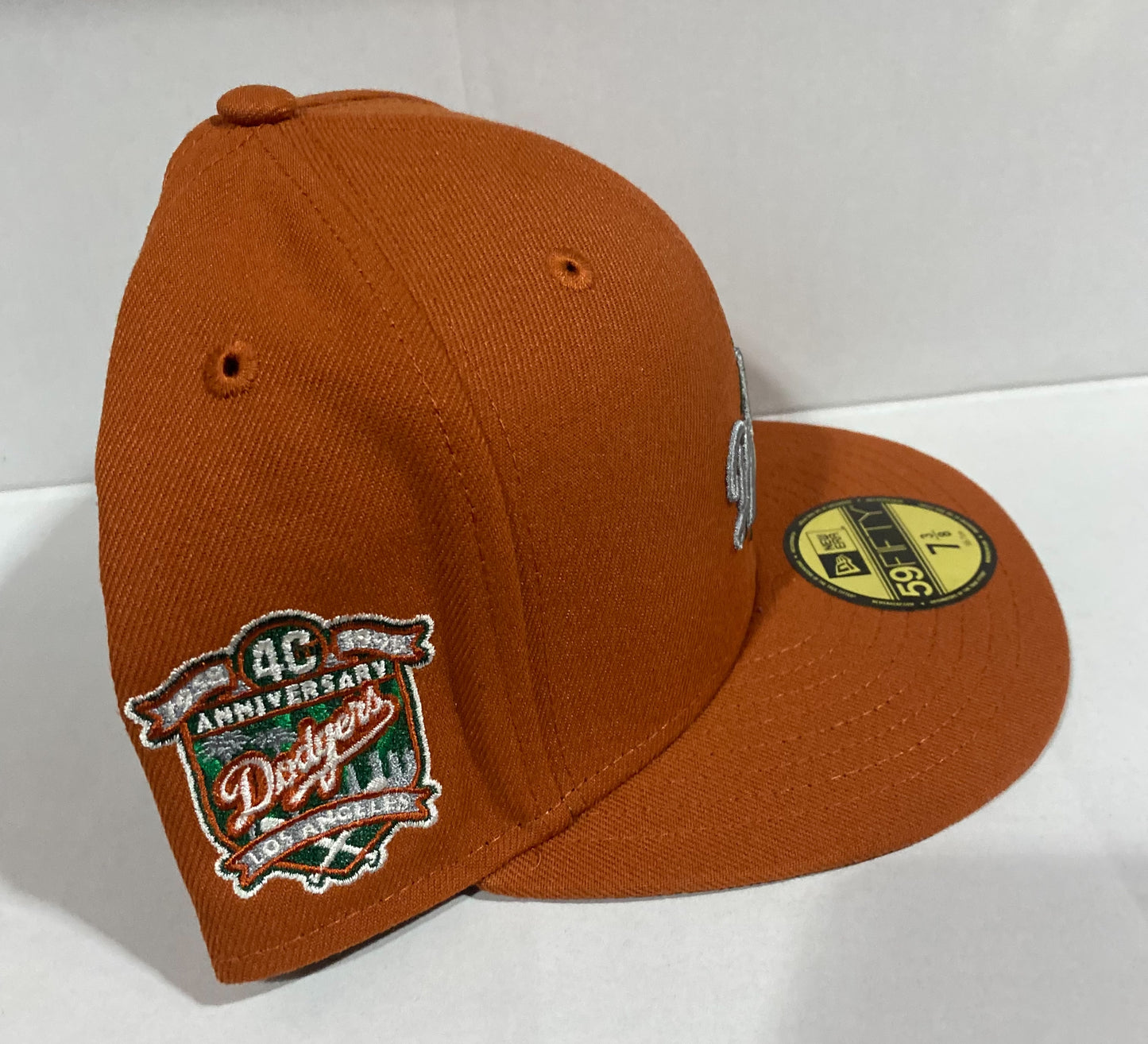 Los Angeles Dodgers MLB 59Fifty New Era “1958-1998 Los Angeles 40th Anniversary” Patch Fitted Hat Burnt Orange