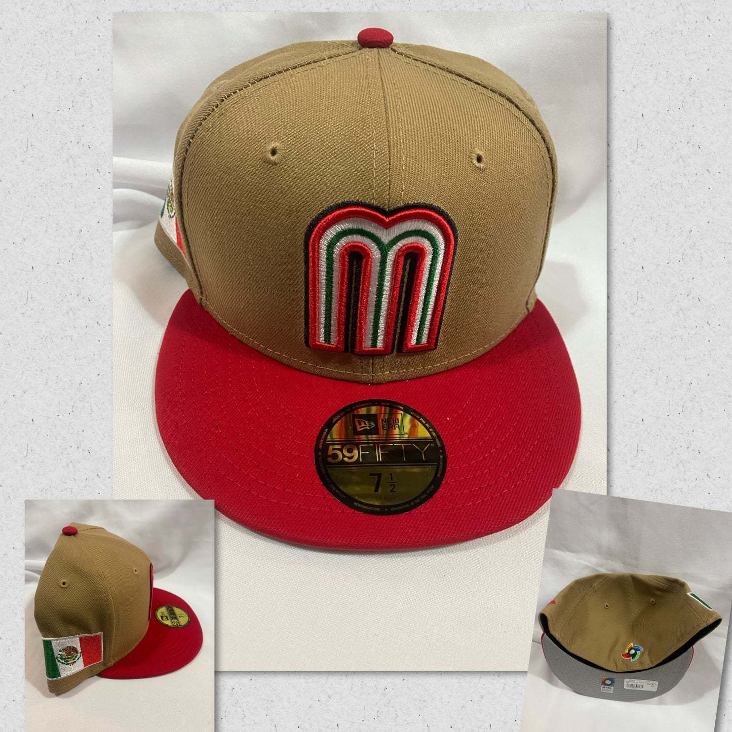 Mexico 2023 World Baseball Classic 59FIFTY New Era Fitted Hat Khaki/Red